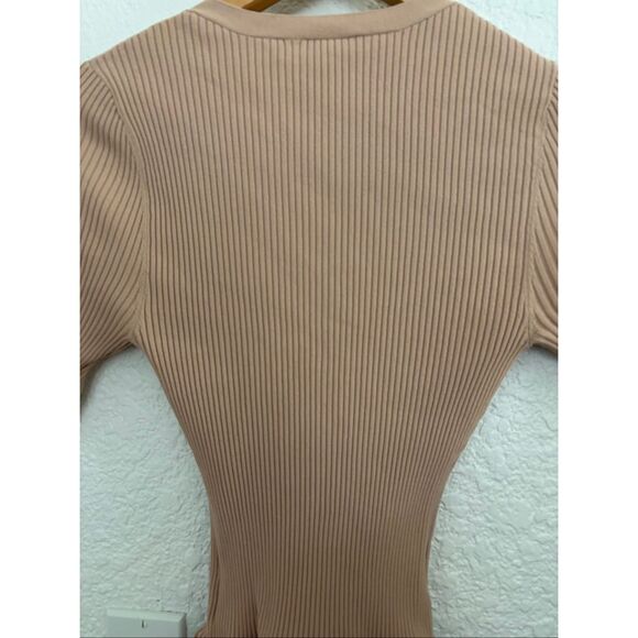A.L.C. Ribbed Toni Bodysuit in Tamarind Beige Size L - Picture 9 of 12